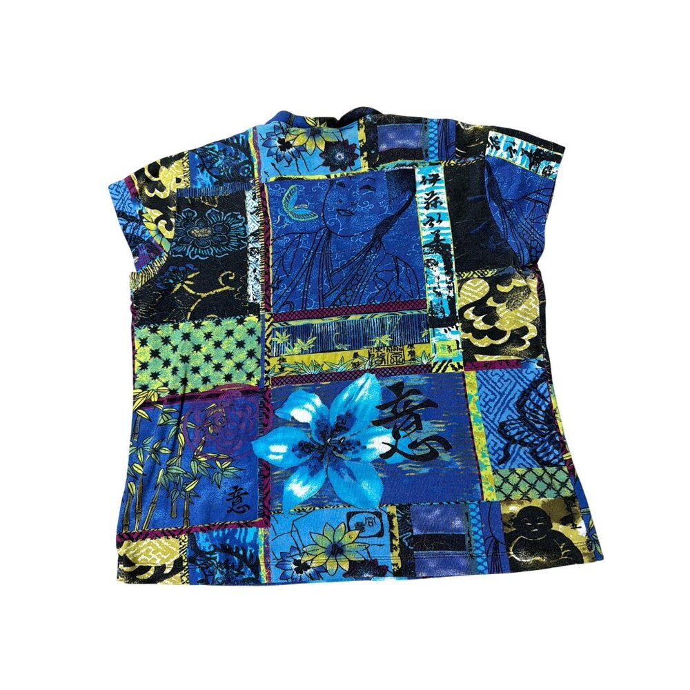 Chicos Design Multicolor Patchwork Print V-Neck S… - image 3